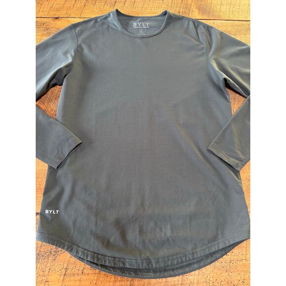 BYLT Mens Premium Basics Lux Drop Cut Long Sleeve Gray Shirt Size Medium - Picture 1 of 6